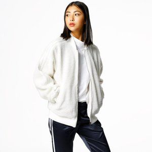 Adidas originals white sherpa superstar fur jacket